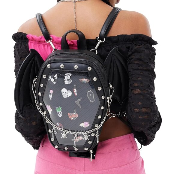 Gothic Coffin Shaped Shoulder Bag and Backpack for Women Halloween Style - Picture 2 of 9